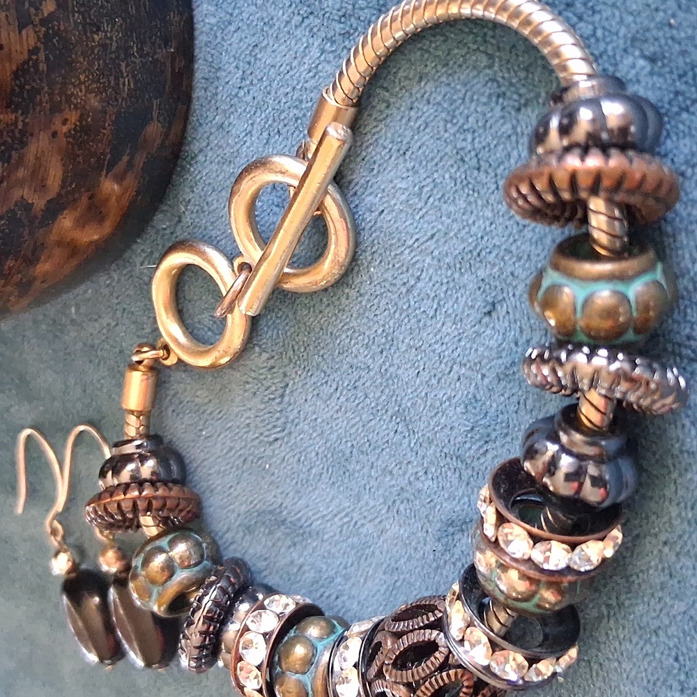 Elegant Black Obsidian Stone Earrings and Boho Braclets 8.5 & 7.5 Bracelets